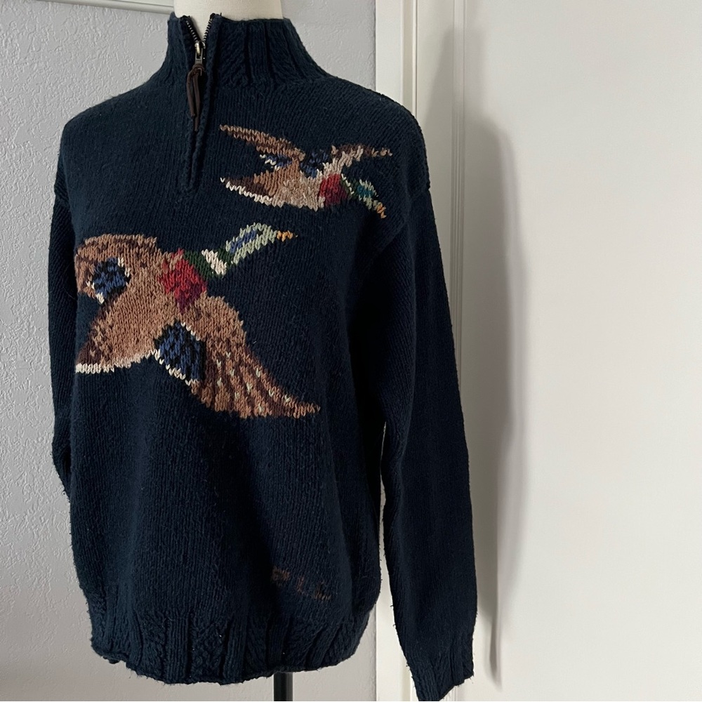 Lauren Ralph Lauren Navy Sweater with Multicolor Duck Motif